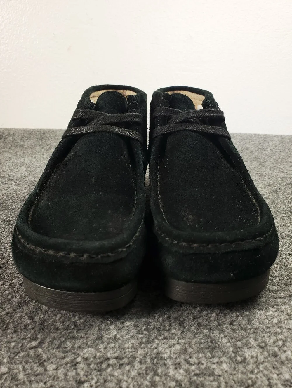 Clarks Stinson Hi Suede Chukka Boots Mens 10 Black Moc Toe Crepe Sole Wallabee